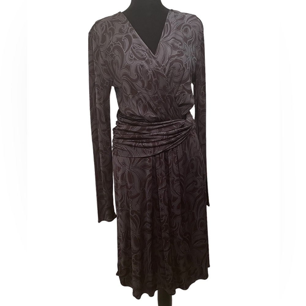 Banana Republic faux wrap dress, Black/grey, long sleeves, stretch, size medium